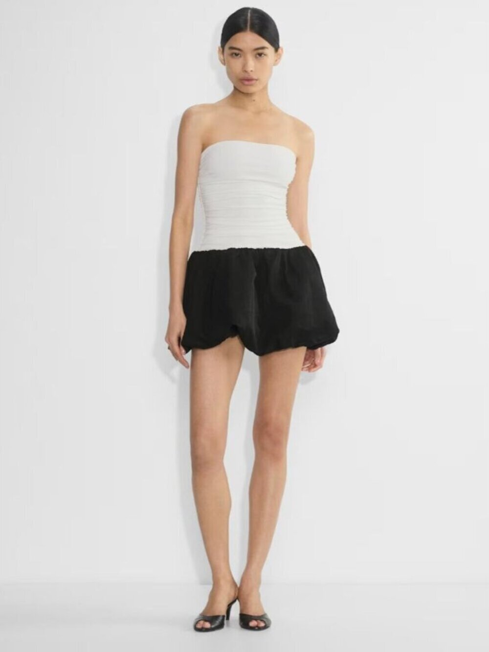 Aritzia Ten Babaton Donna Dress Strapless Ruched Bubble Taffeta Skirt Medium